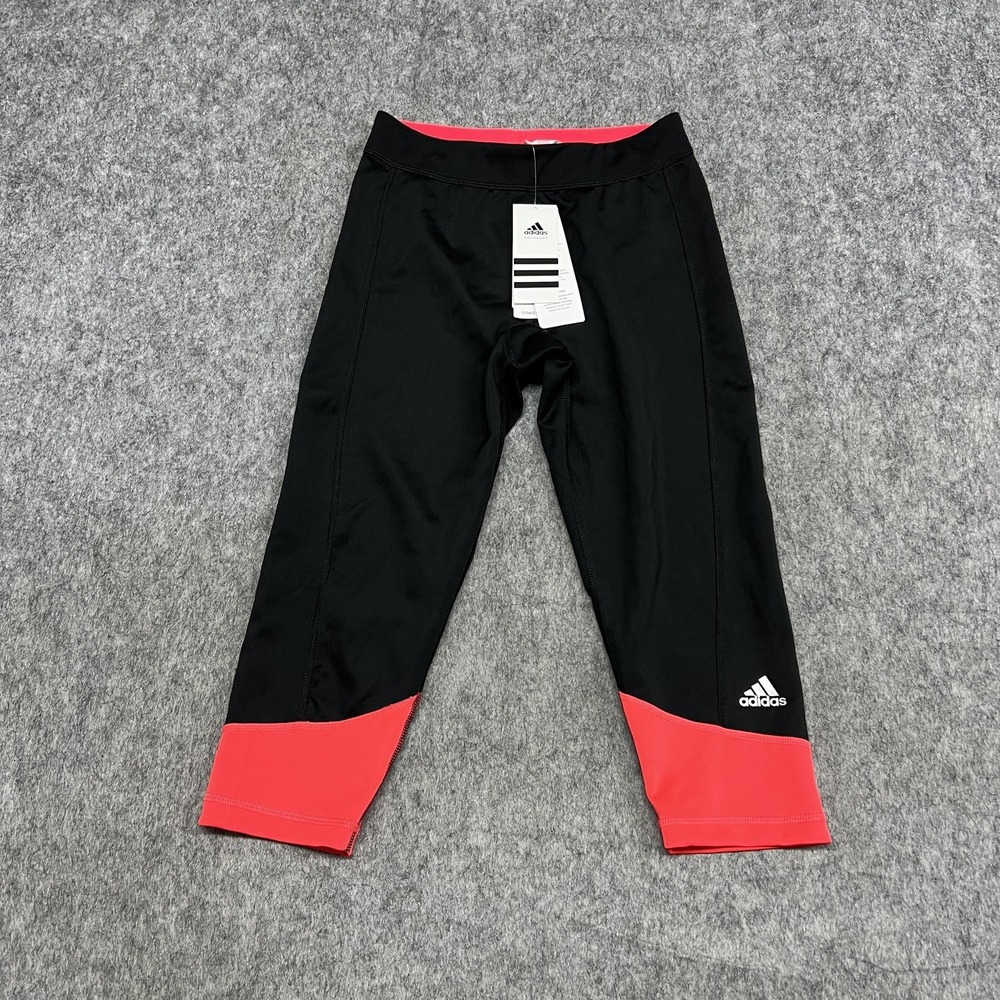 Adidas Leggings Womens S Black Techfit Capri Climalite UPF 50+ Running Gym Yoga